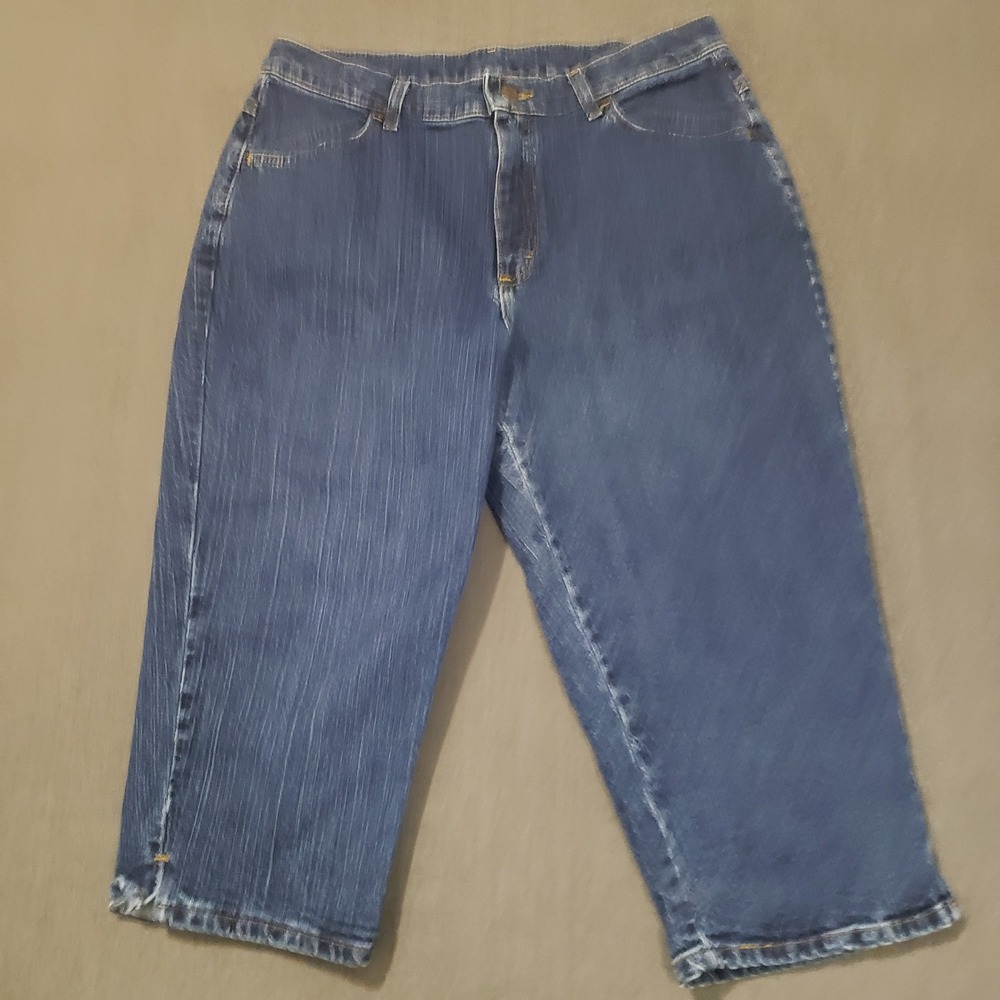 Riders Denim Capris Womens 16P Blue Dark Wash Cropped Stretch Jeans 1317091